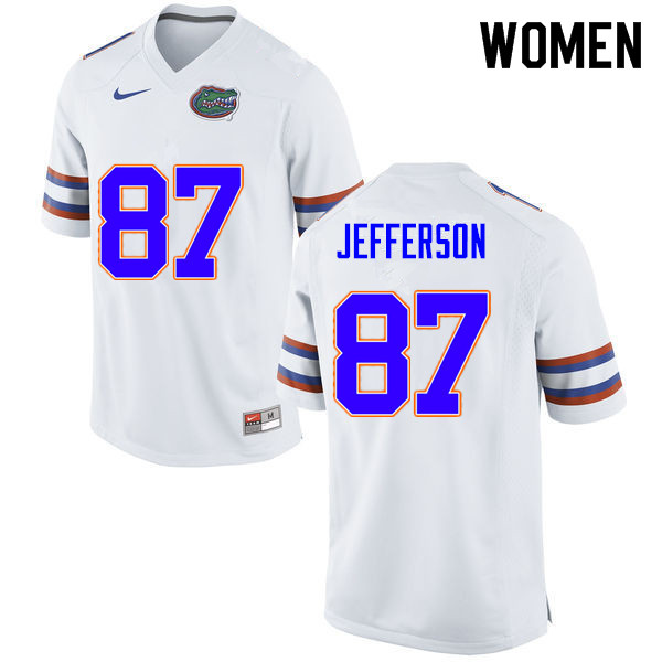 Women #87 Van Jefferson Florida Gators College Football Jerseys Sale-White